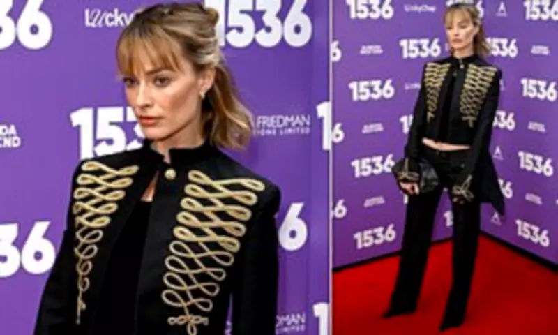 Margot Robbie Stuns in Military Jacket at 1536 West End Opening Night