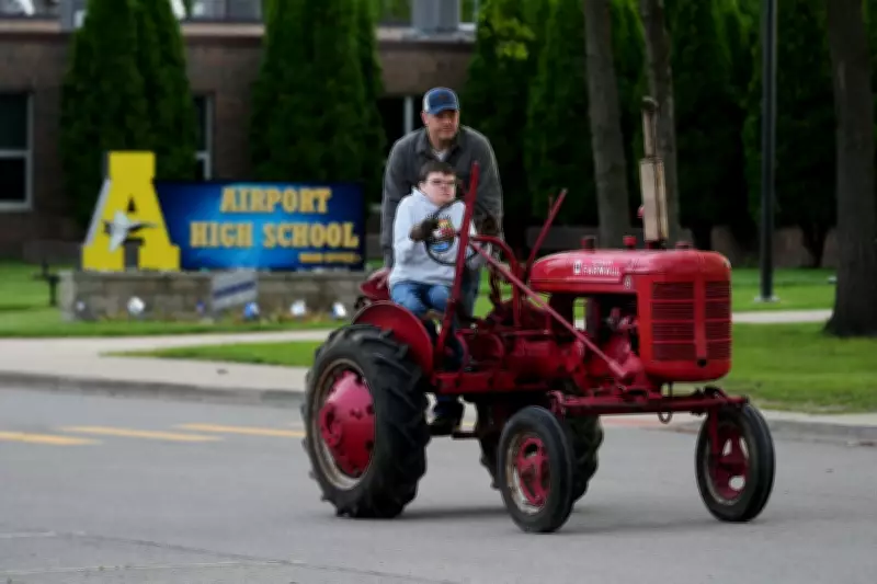 Michigan Seniors Arrive at School in Tractors and ATVs for Tractor Day