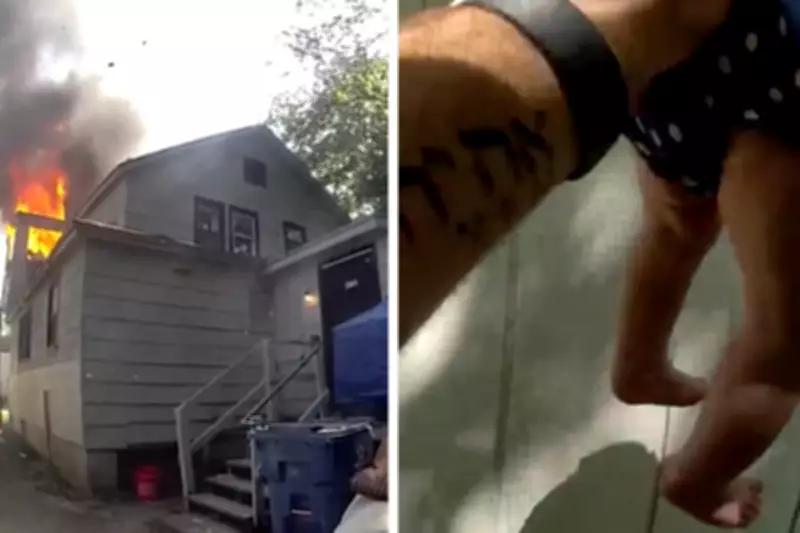 Mother Throws Baby from Burning Home; Police Officer Saves Infant
