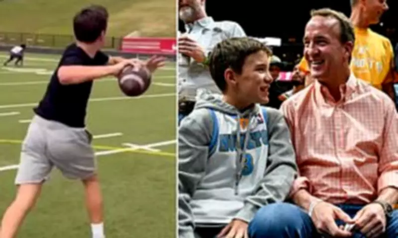 Peyton Manning's 15-Year-Old Son Marshall Shows Off Passing Skills in Training Video