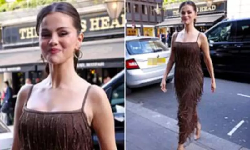 Selena Gomez Dazzles in Retro Chic Dress for London Lunch Outing