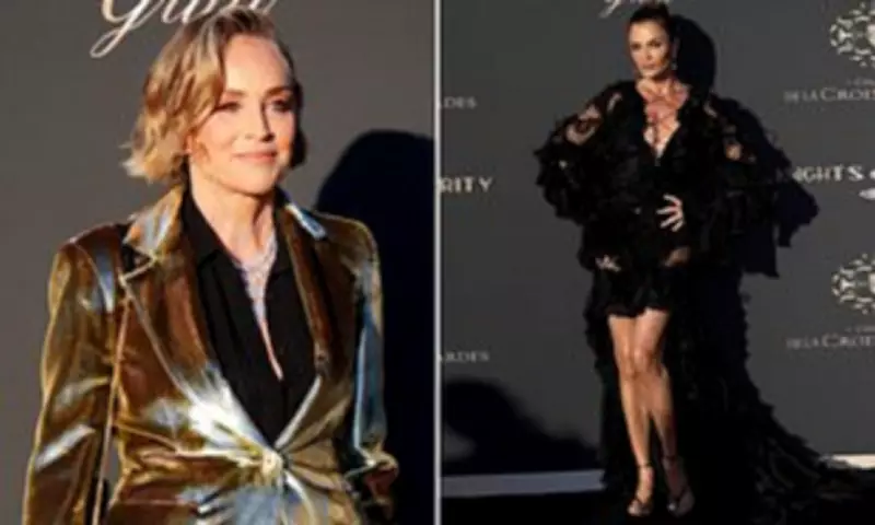 Sharon Stone, 68, Dazzles in Gold Suit at Cannes Charity Gala