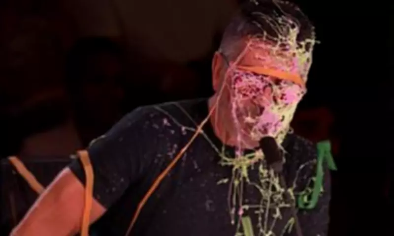 Simon Cowell Covered in Silly String on Britain's Got Talent Live Show