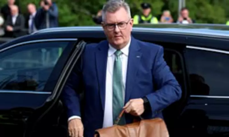 Sir Jeffrey Donaldson arrives at court for historical sex abuse trial