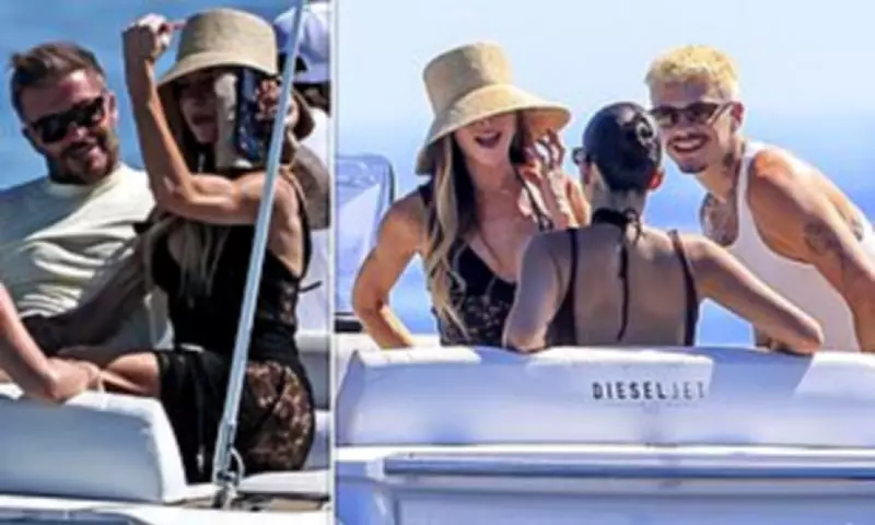 Victoria Beckham Flashes Toned Arms in Ibiza as Harper Matches Brother's Girlfriend