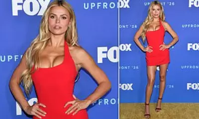 Brooks Nader Stuns in Red Mini Dress at Fox and NBC Upfronts