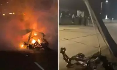 Car Splits in Half and Bursts Into Flames on Sydney's Hume Highway