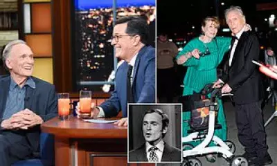 Dick Cavett makes first public appearance since 2020 at Colbert's final show party