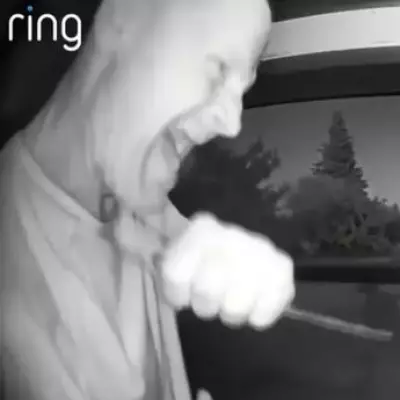 Doorbell camera captures knife-wielding man outside family home in terrifying ordeal