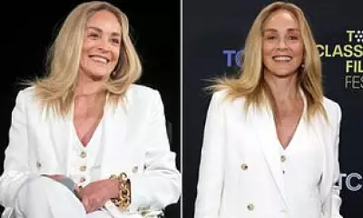 Sharon Stone, 68, Stuns in White Pantsuit at TCM Classic Film Festival