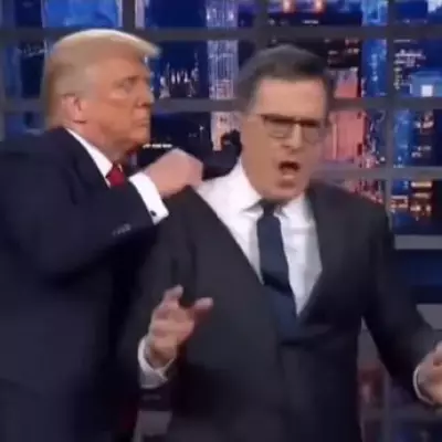 Trump Shares AI Video of Throwing Colbert in Bin in Bizarre Post