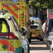 Air Ambulance and Police at M&S Llandudno Emergency Incident