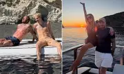 Beckhams bask in Balearics: Romeo copies dad's style as Victoria shares family snaps