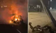 Car Splits in Half and Bursts Into Flames on Sydney's Hume Highway