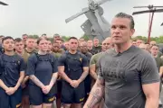 Hegseth mocked for 'cringe' Iran war pep talk to US Navy sailors