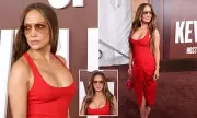 Jennifer Lopez Wears Daring Red Dress to Kevin Hart Roast Event