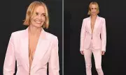 Lara Worthington Goes Braless in Pink Blazer at Gucci Cruise 2027 Show