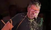 Simon Cowell Covered in Silly String on Britain's Got Talent Live Show