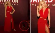 Sophie Monk Hires Personal Fanner for Red Carpet Photos at Stan Premiere