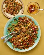 Spring Rice with Feta, Harissa and Pine Nut Sauce Recipe