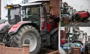 Stolen Tractor Crashes Into House, Masked Gang Flees in Getaway Car
