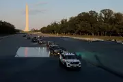 Trump Drives Motorcade Through Lincoln Memorial Pool Renovation