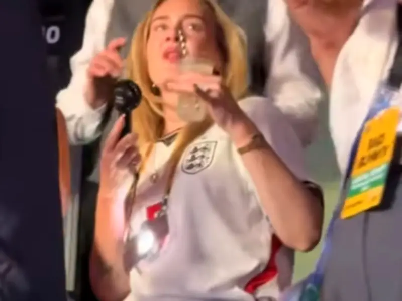 Adele Shows England Pride in Three Lions Shirt at Bad Bunny Gig