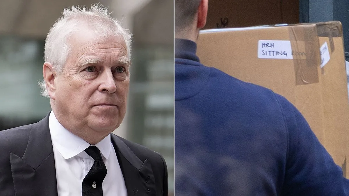 Andrew's Moving Boxes Still Bear HRH Title Despite Royal Strip