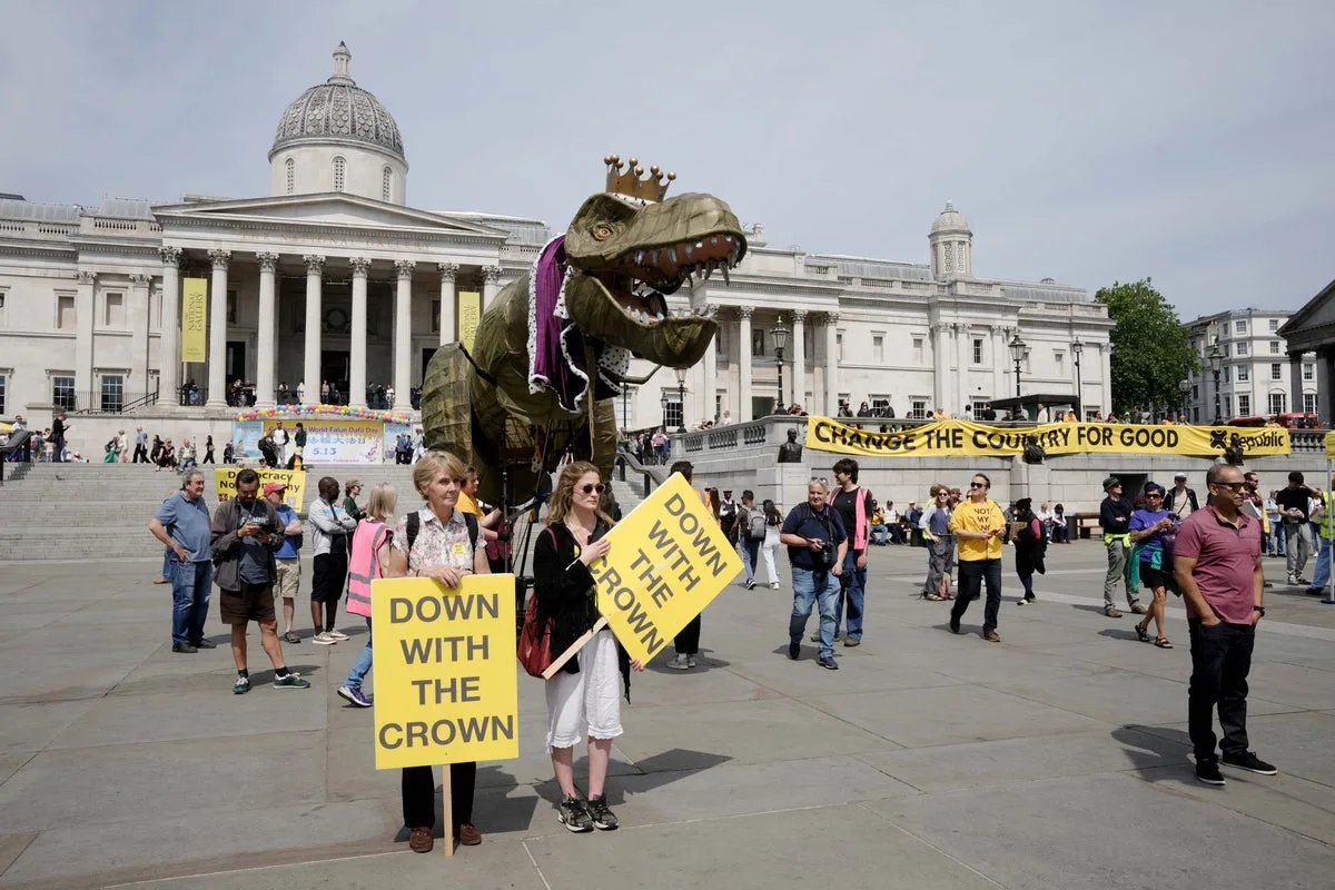 Anti-Monarchy Protesters March in London Demanding Abolition