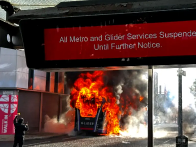 Belfast Bus Set Ablaze Amid Anti-Immigration Protest After Knife Attack