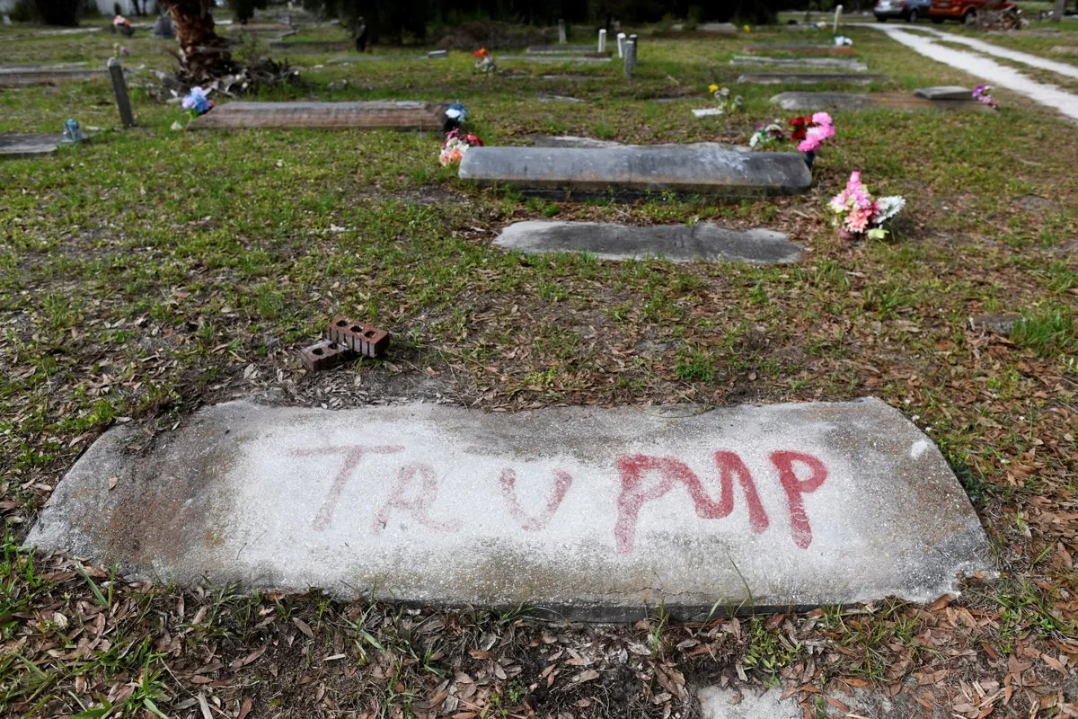 Historic Black Cemetery Vandalised with Trump and DeSantis Graffiti