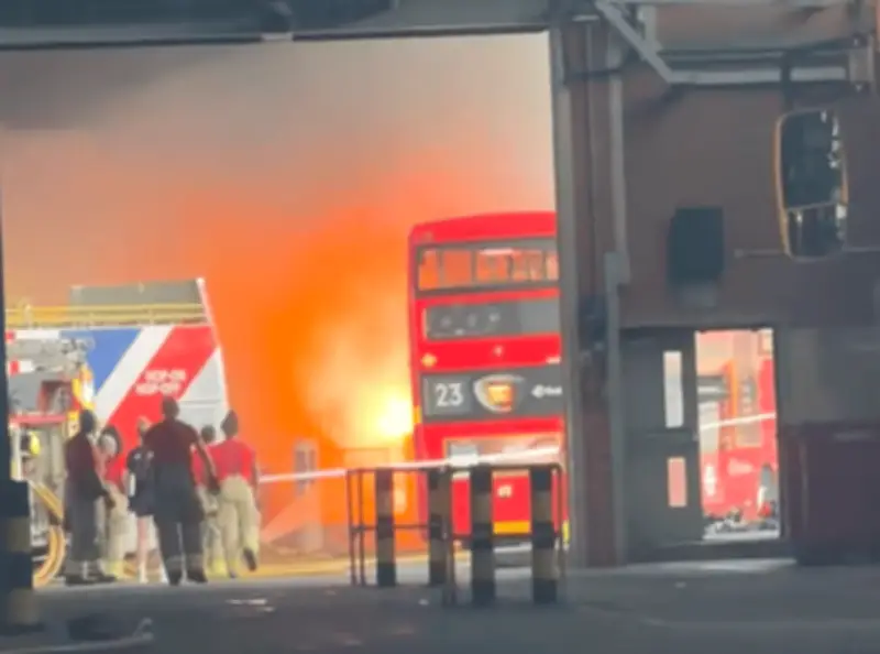 Bus Fire Engulfs Westbourne Park London Depot, No Injuries Reported