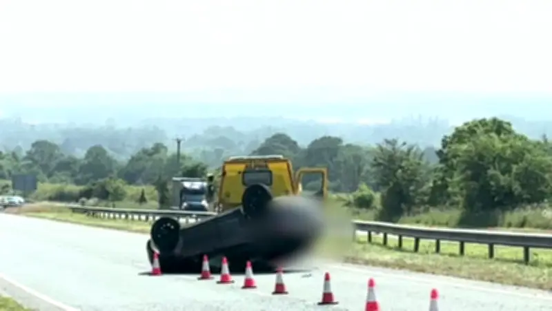 Car Overturns After Two-Vehicle Collision on A1 in Northumberland