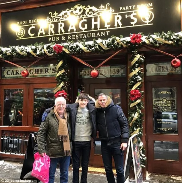 Jamie Carragher Celebrates Liverpool Win in New York Bar