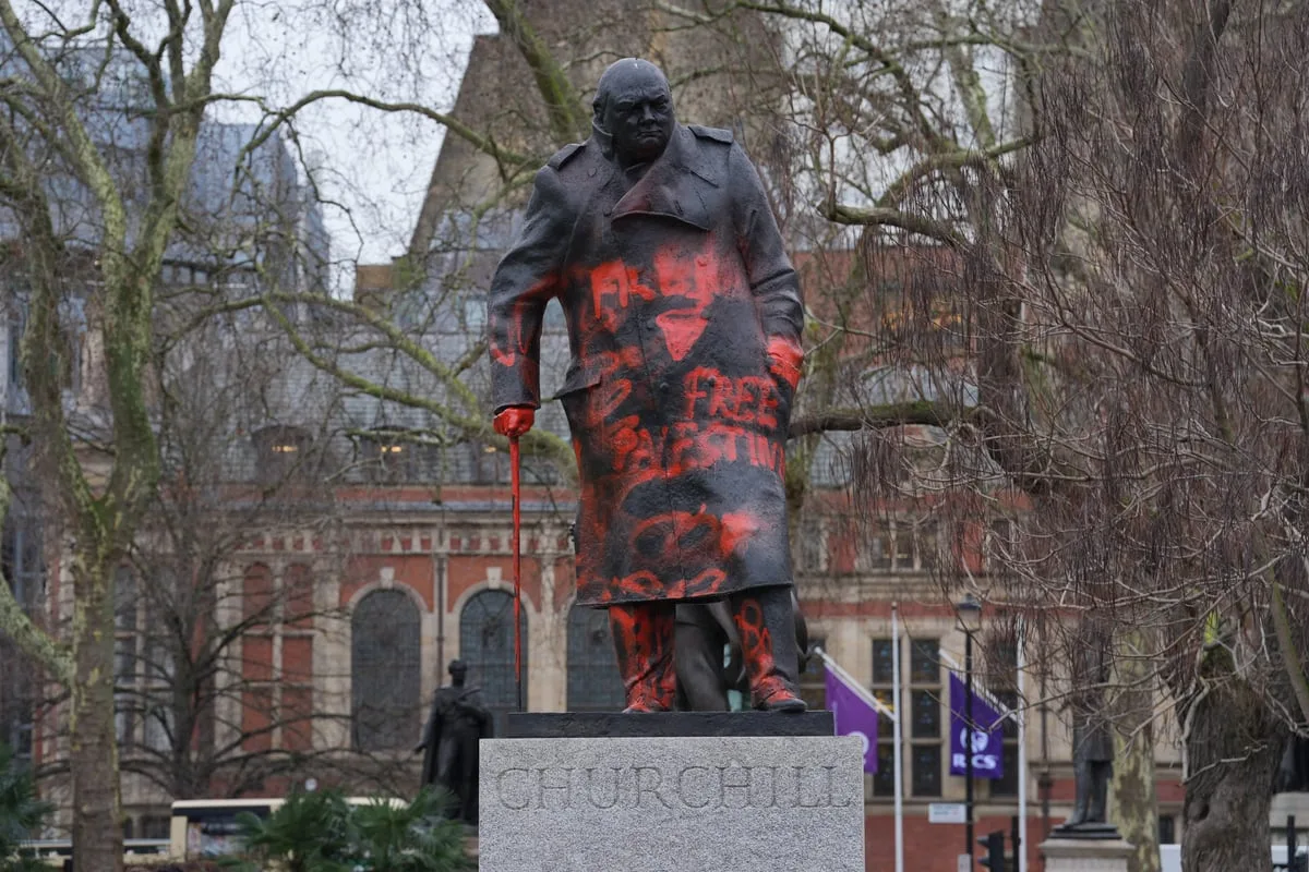 Man Arrested After Churchill Statue Defaced with ‘Zionist War Criminal’ Graffiti