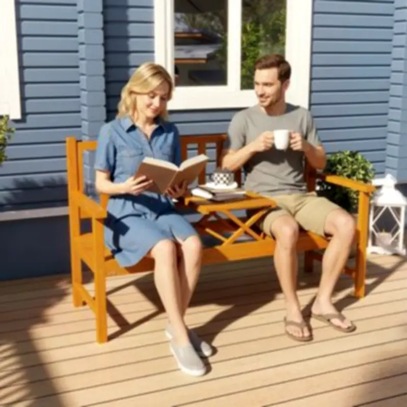 Clever Garden Bench with Integrated Table Ideal for Coffee or Wine