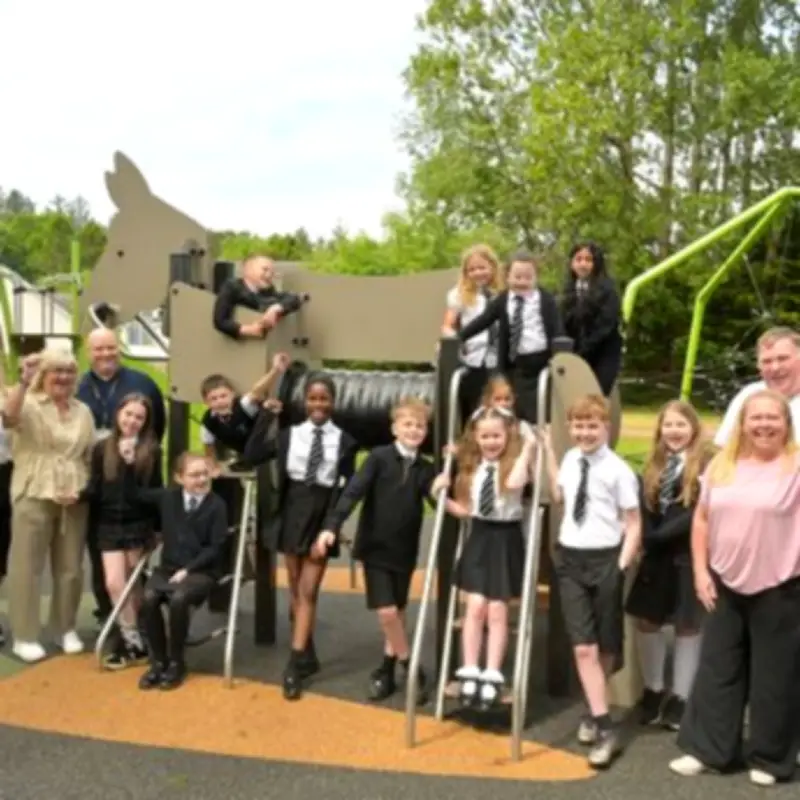 Coltness Kids Celebrate Opening of New Donkey-Themed Play Area