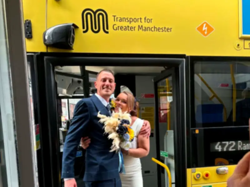 Couple ride Bee Network bus to wedding reception after bride's mother's wish