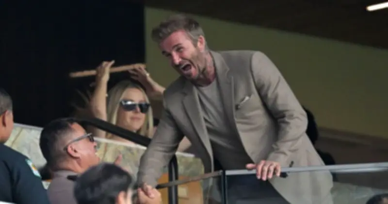 David Beckham's Giant Wine Glass Steals Show at Scotland World Cup Match