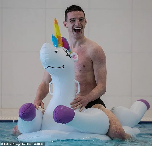 Declan Rice and Ben Chilwell Ride Inflatable Unicorns in England Recovery Session