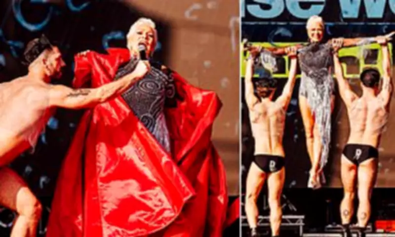 Denise Welch Stuns Mighty Hoopla with It's Raining Men Performance