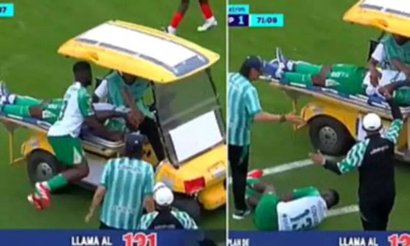 Ecuador soccer match halted as player collides with medical cart