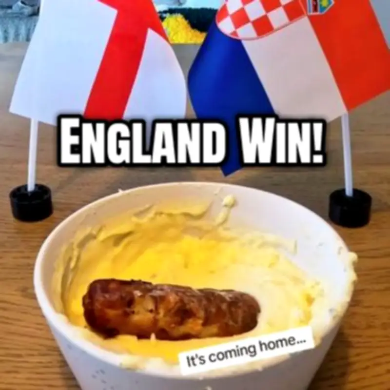 England Fan Uses Bangers and Mash to Predict World Cup Victory