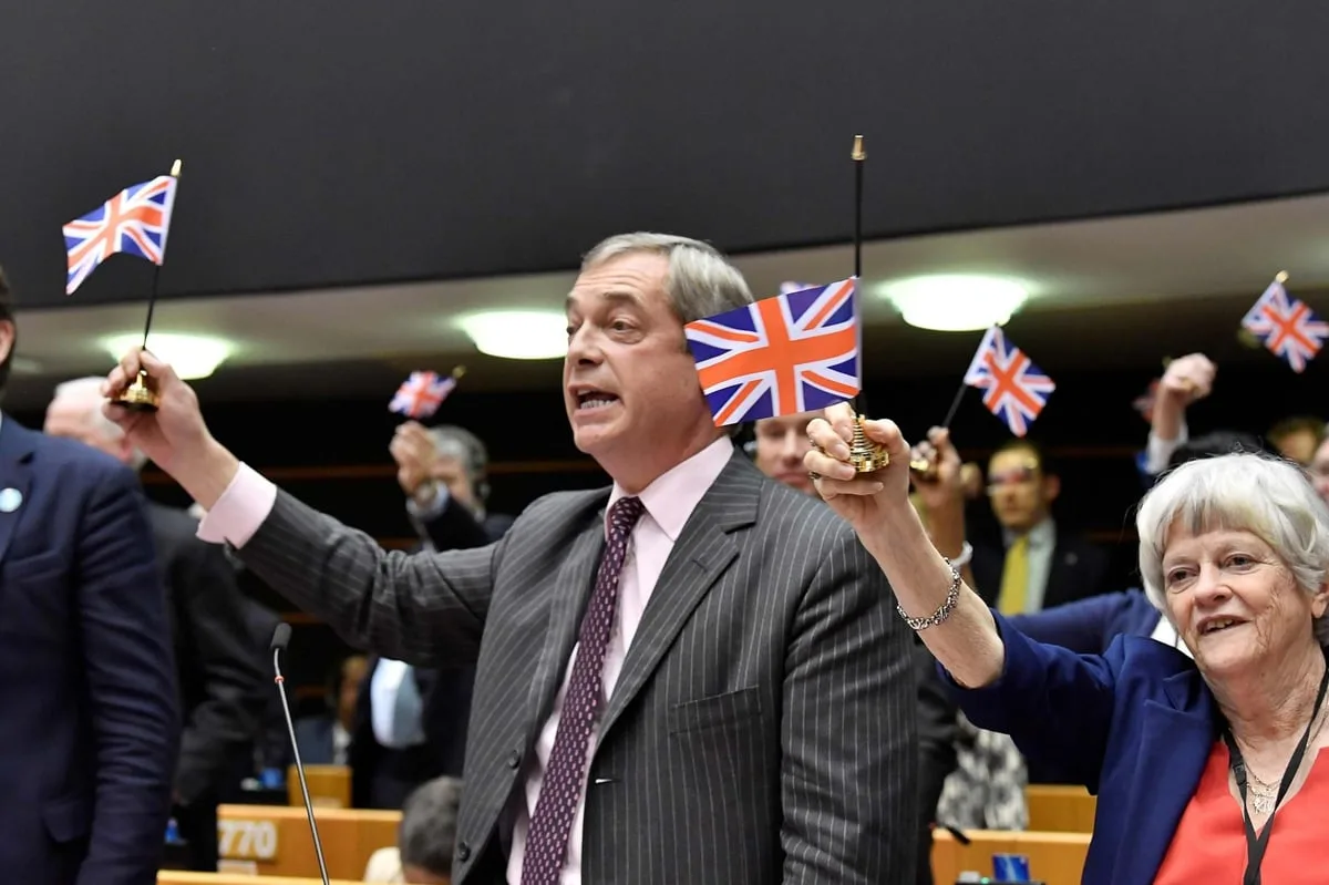 Farage Waves Union Jack in EU Parliament