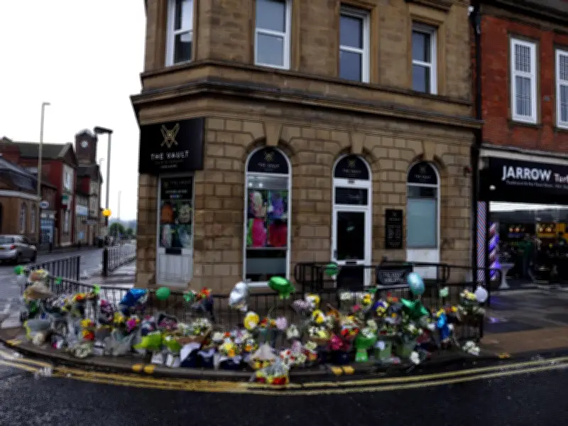 Floral tributes for teen Kurtis Stubbings who died after Jarrow crash