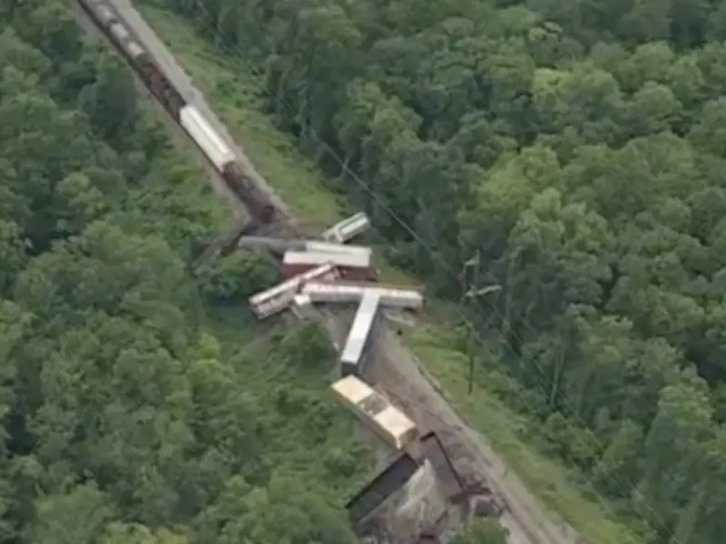 Freight Train Carrying Hazardous Materials Derails in Pennsylvania