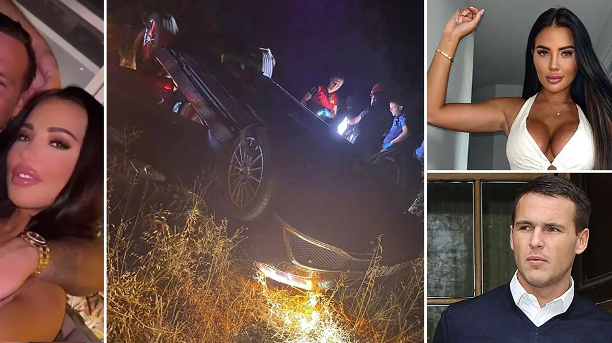 Jake McLean's Flipped Car Pictured After Fatal Crash with TOWIE's Yaz Oukhellou
