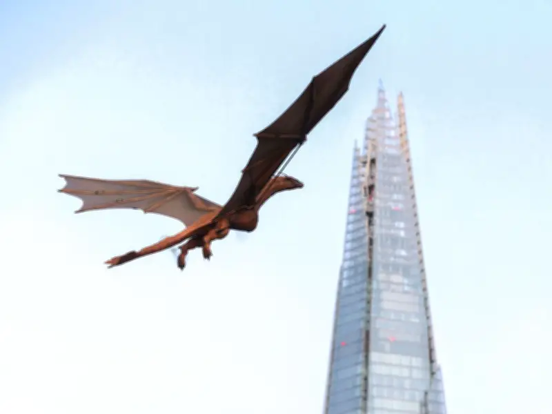 Giant Syrax Dragon Model Flies Over London for House of the Dragon Season 3 Launch
