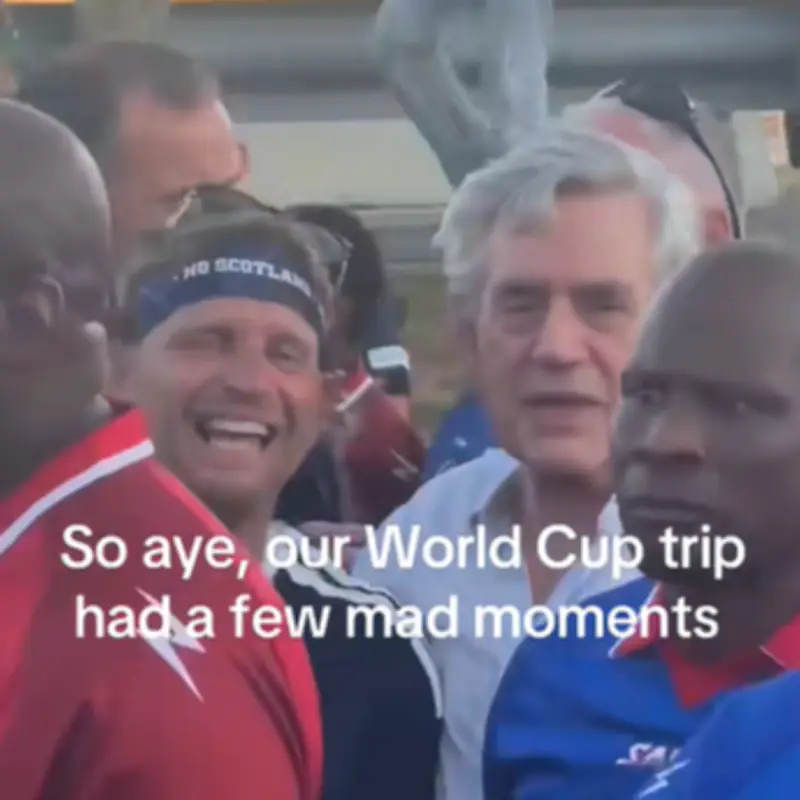 Gordon Brown Queues with Skerryvore Before Scotland World Cup Match