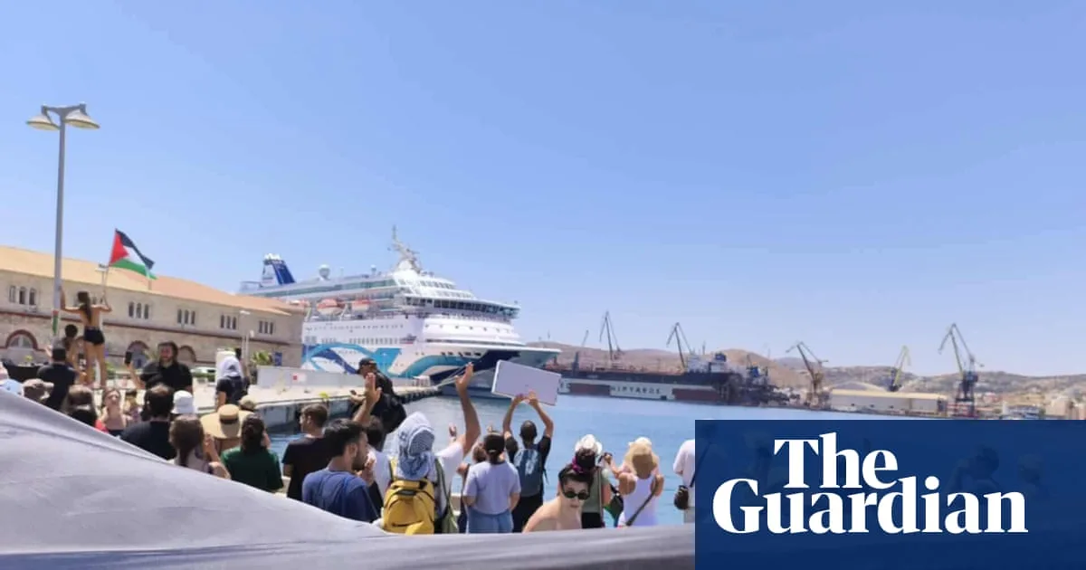Israeli Cruise Ship Turned Away from Greek Island by Gaza War Protest